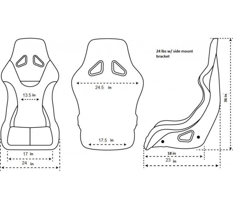 NRG FRP Bucket Seat Black - X Large